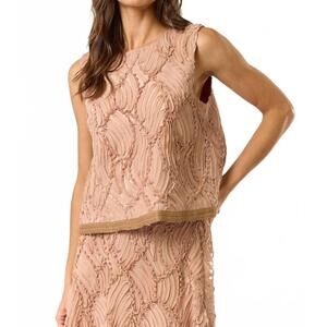 NEW LALAVON sleeveless textured blouse in beige